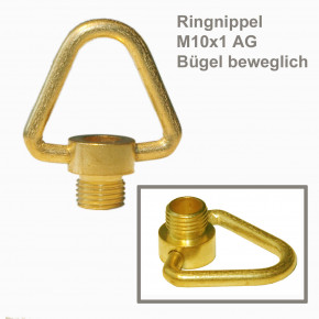 Messing-Ringnippel, M10x1 Außengewinde, 3-eck Bügel, beweglich